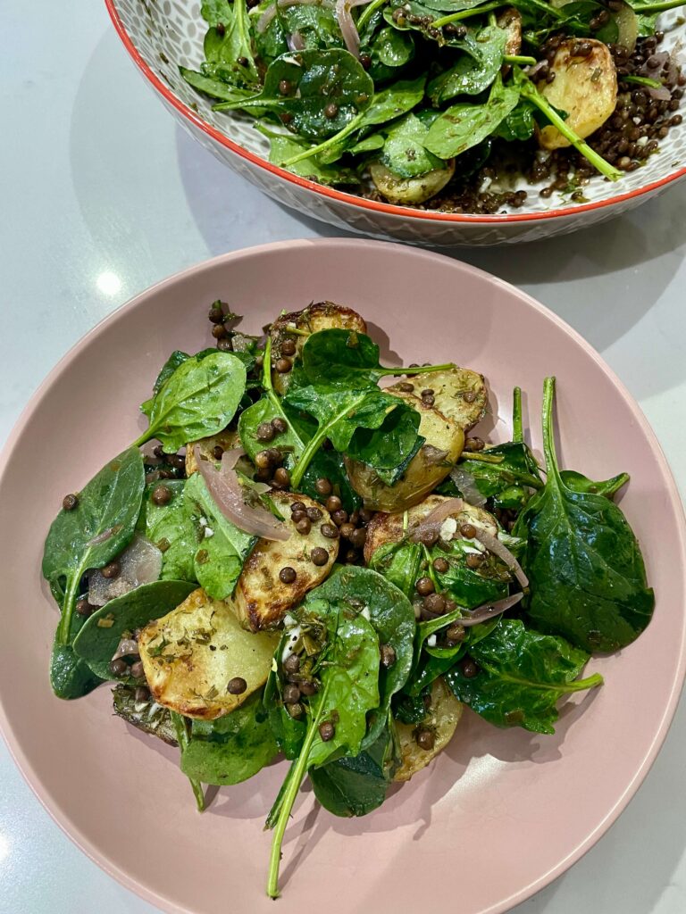 Roasted New Potato And Lentil Salad With Herb Dressing